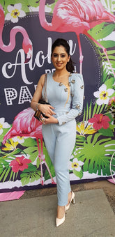 Bee Embelished One Shoulder Jumpsuit